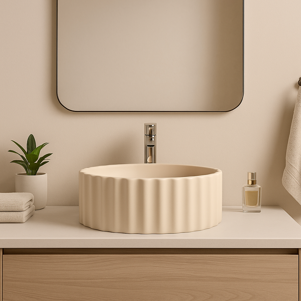 Sienna Fluted Basin - Velvet Beige
